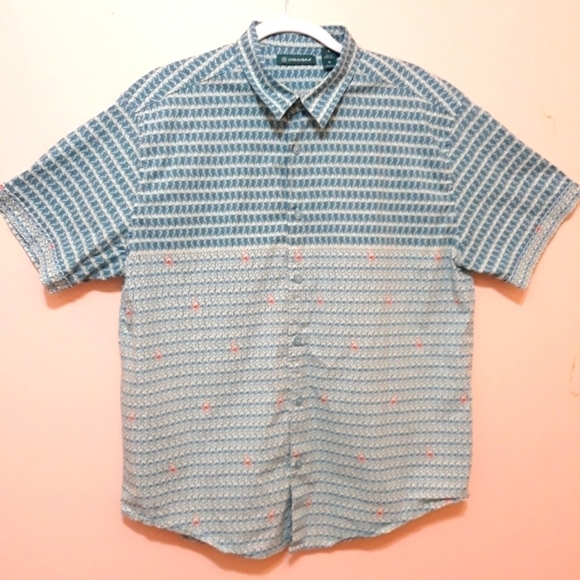Cubavera Men's flamingo short sleeve button down cotton shirt size Large - Picture 1 of 9